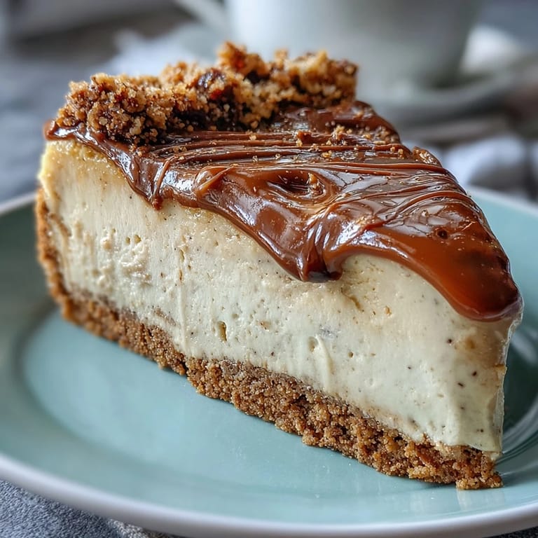 Silky Hojicha Cheesecake on a buttery graham cracker base with a rich roasted tea swirl.