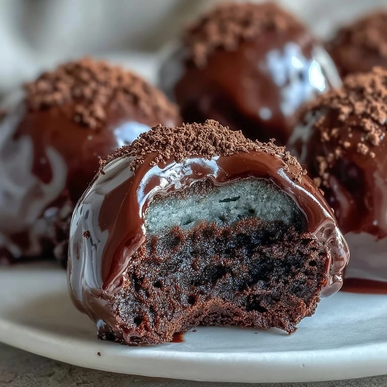 Delicate Hojicha Truffles with creamy ganache centers sit beside hojicha leaves and a matcha whisk on a marble countertop.