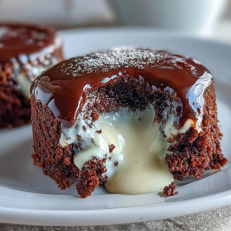 Perfectly baked Hojicha Lava Cake, featuring a dusting of powdered sugar next to a scoop of vanilla ice cream. 