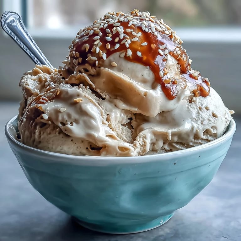 A scoop of roasted green tea Hojicha Ice Cream with a dark, reddish-brown hue and a rustic wooden scoop.