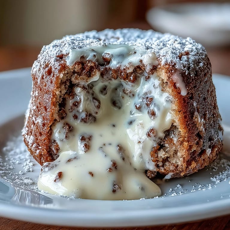 Hojicha White Chocolate Lava Cakes in white ramekins, showcasing a rich, nutty roasted green tea dessert.
