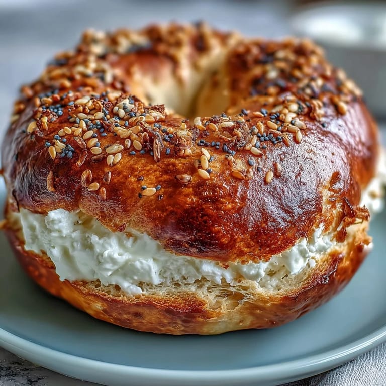 Warm Greek Yogurt Bagels sliced open to reveal a fluffy, chewy interior.