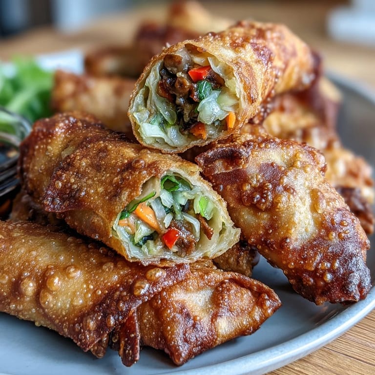 Crunchy vegetable egg rolls made in the air fryer, featuring a soy ginger glaze for a flavorful Asian-inspired appetizer.