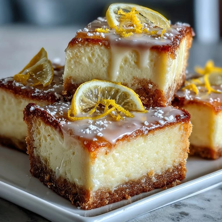 3. Elegant Limoncello cheesecake bars offer a citrusy twist on classic cheesecake, topped with a light lemon glaze for extra zing.