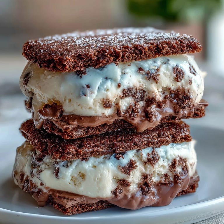 Rich vanilla bean ice cream nestled between espresso-infused cookies, a frozen treat inspired by classic frappuccino flavors.