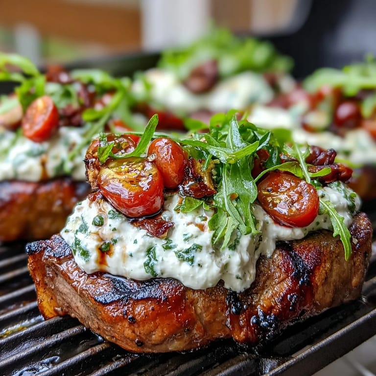 Creamy burrata and sweet grilled peaches atop peppery arugula, drizzled with tangy balsamic glaze for a refreshing salad.  