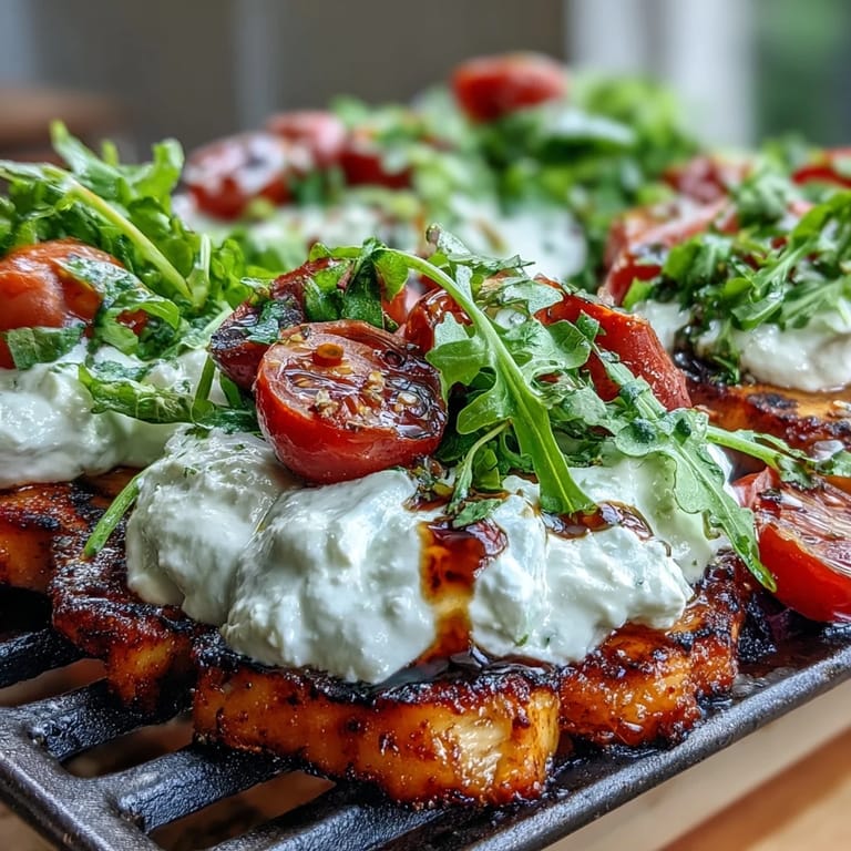 Vibrant grilled peach and burrata salad featuring juicy peaches, fresh basil, and a balsamic drizzle—ideal for warm-weather dining.