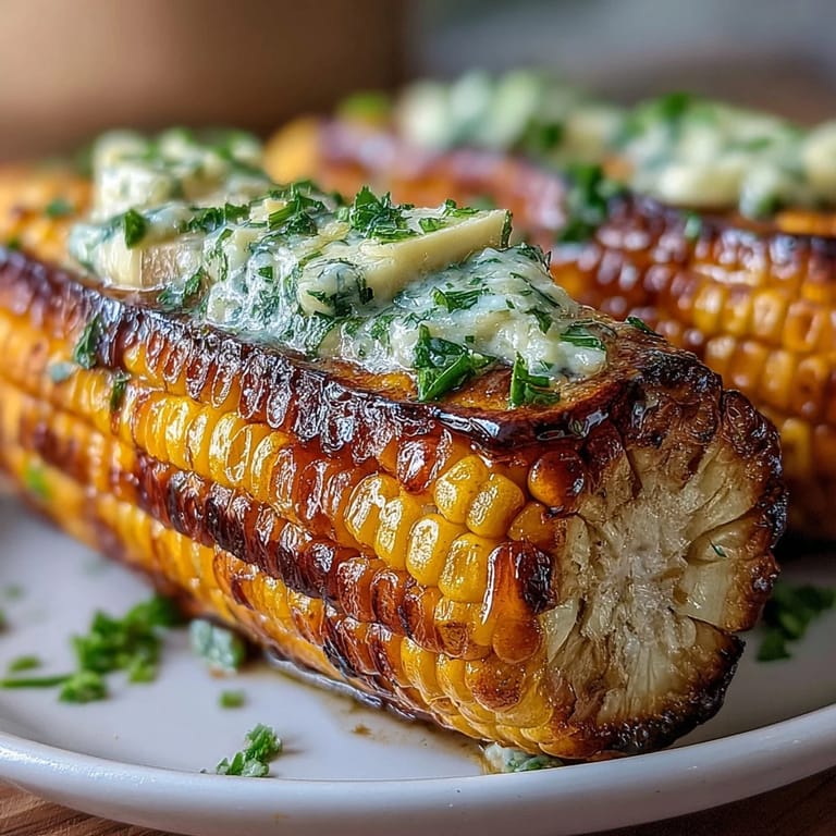 Plated serving of garlic butter microwave corn on the cob, ready to enjoy as a quick, flavorful side dish.