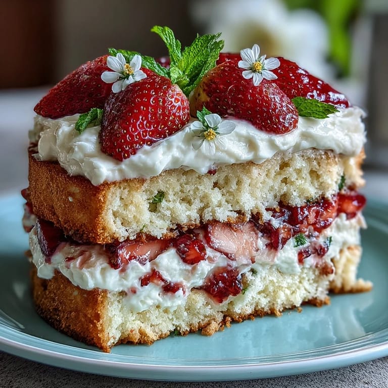 Elegant naked cake with juicy strawberries and whipped cream, perfect for light, fruity spring dessert.