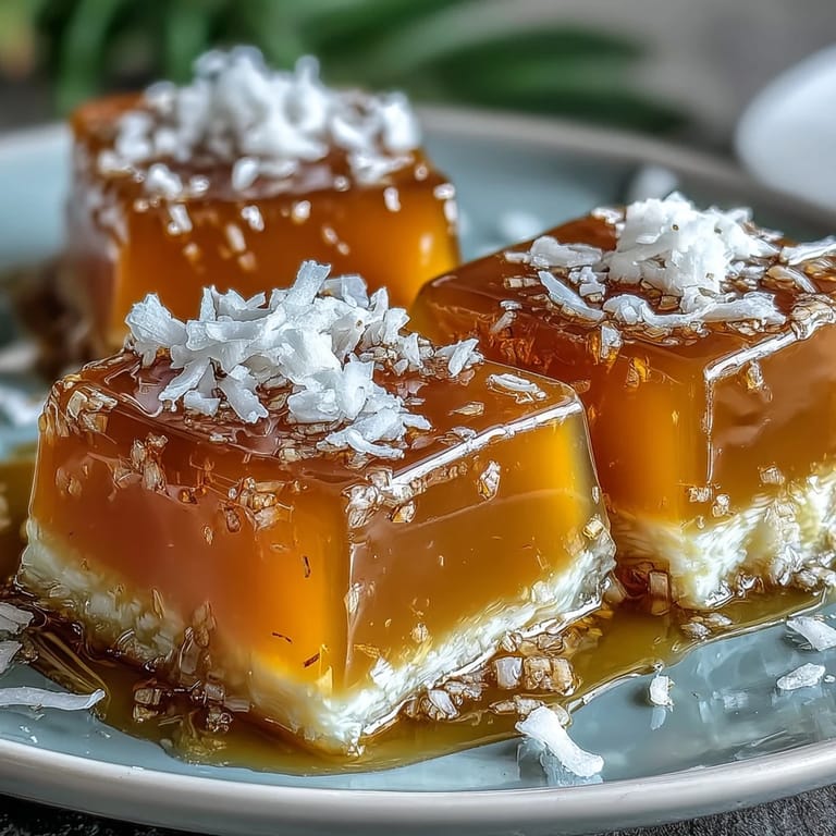 3. Chilled mango and coconut milk jelly cubes, a fragrant, dairy-free treat perfect for summer gatherings.