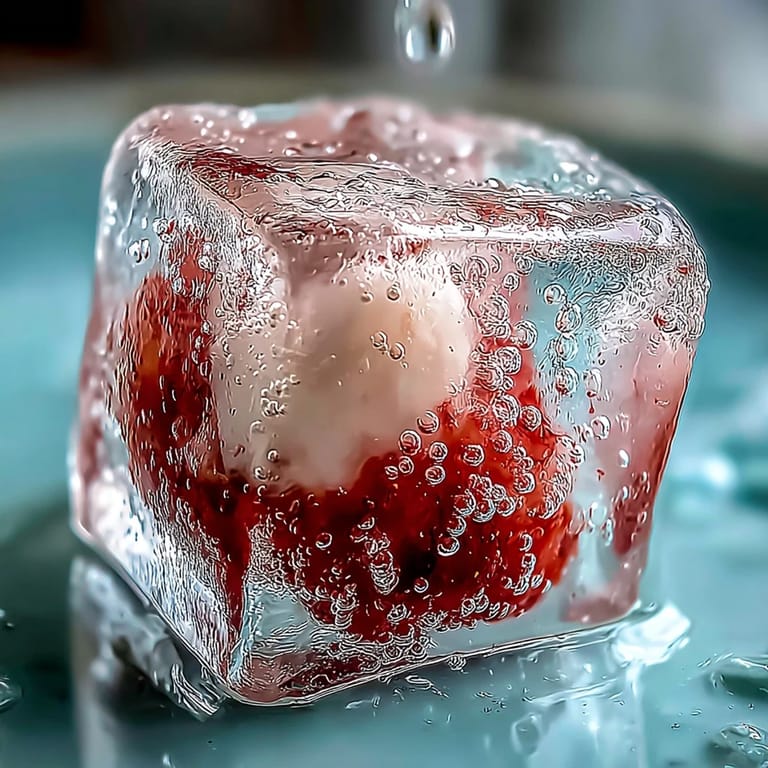 Translucent lychee jelly cubes served in chilled sparkling yuzu water, garnished with fresh mint and lime slices for a vibrant summer treat.  