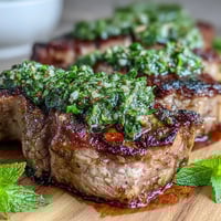 Grilled lamb chops topped with vibrant mint gremolata, a fresh and zesty herb blend perfect for Easter dinner.