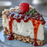 A luscious no-bake cheesecake with buttery biscuit crust and vibrant raspberry coulis, perfect for Mother's Day celebrations.  