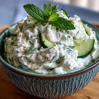 Creamy Greek Skyr Tzatziki with vibrant dill and zesty garlic, ready to dip.